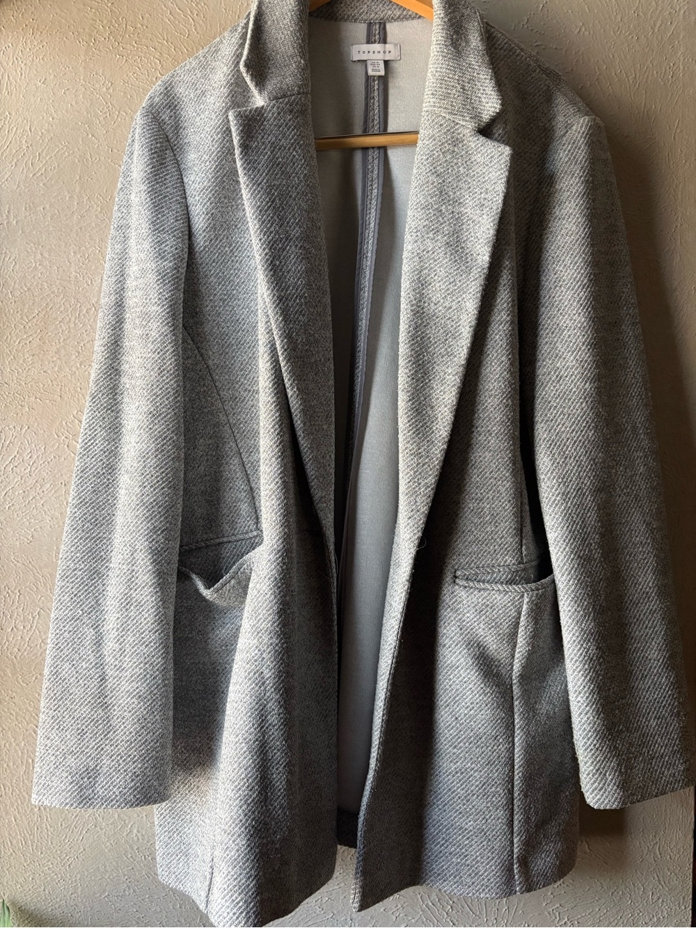 Topshop Light Gray Tailored Blazer Coat